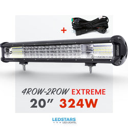 4ROW-2ROW CREE 20″ LED-Bar (E-merket) - 324Watt - Inkludert DT-2 Relésett