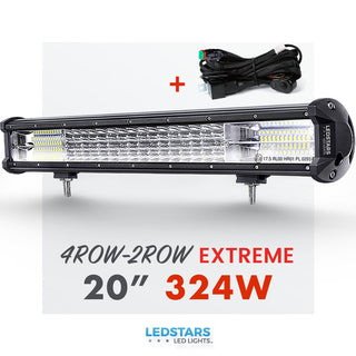 4ROW-2ROW CREE 20″ LED-Bar (E-merket) - 324Watt - Inkludert DT-2 Relésett