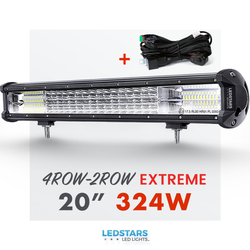 4ROW-2ROW CREE 20″ LED-Bar (E-merket) - 324Watt - Inkludert DT-2 Relésett