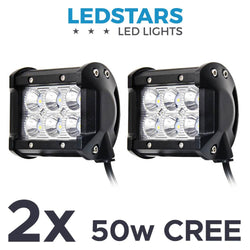 2stk CREE 4″ 50Watt Spot/Flood LED Ekstralys/Baklys